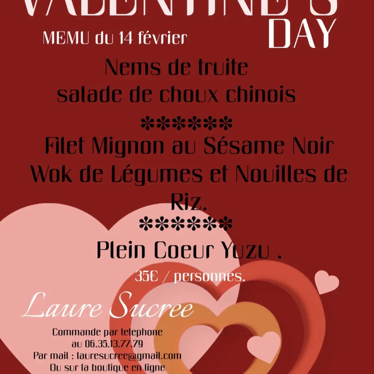Menu de saint valentin